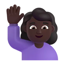 Woman Raising Hand: Dark Skin Tone Microsoft 3D Fluent