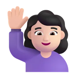 손을 들어 올리는 여성: 밝은 피부 톤 Microsoft 3D Fluent