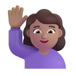 손을 들어 올리는 여성: 중간 피부 톤 Microsoft 3D Fluent