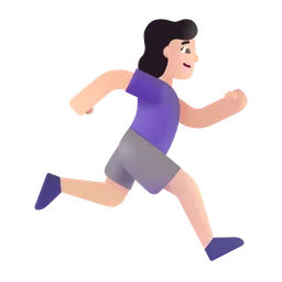 Woman Running Facing Right: Light Skin Tone Microsoft 3D Fluent