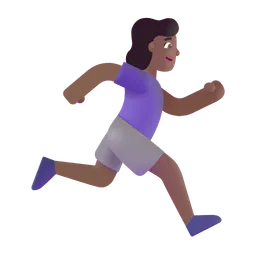 Woman Running Facing Right: Medium-Dark Skin Tone Microsoft 3D Fluent
