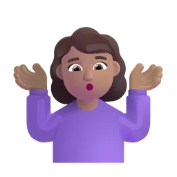 Woman Shrugging: Medium Skin Tone Microsoft 3D Fluent