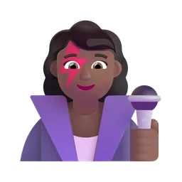 Woman Singer: Medium-Dark Skin Tone Microsoft 3D Fluent