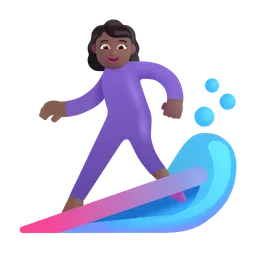 Woman Surfing: Medium-Dark Skin Tone Microsoft 3D Fluent
