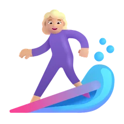 Woman Surfing: Medium-Light Skin Tone Microsoft 3D Fluent