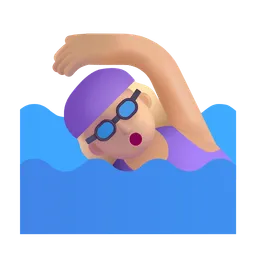 Woman Swimming: Medium-Light Skin Tone Microsoft 3D Fluent