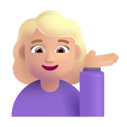 Woman Tipping Hand: Medium-Light Skin Tone Microsoft 3D Fluent