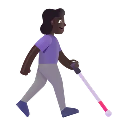Woman with White Cane Facing Right: Dark Skin Tone Microsoft 3D Fluent