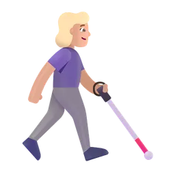 Woman with White Cane Facing Right: Medium-Light Skin Tone Microsoft 3D Fluent