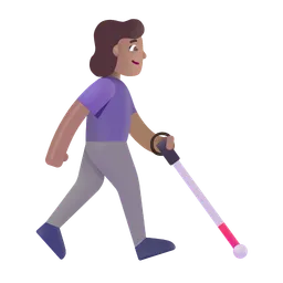 Woman with White Cane Facing Right: Medium Skin Tone Microsoft 3D Fluent
