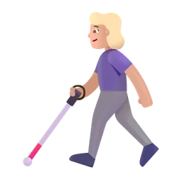 Woman with White Cane: Medium-Light Skin Tone Microsoft 3D Fluent