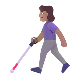 Woman with White Cane: Medium Skin Tone Microsoft 3D Fluent