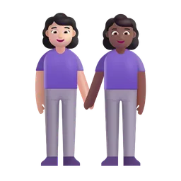 Women Holding Hands: Light Skin Tone, Medium-Dark Skin Tone Microsoft 3D Fluent