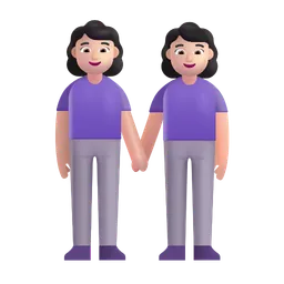 Women Holding Hands: Light Skin Tone Microsoft 3D Fluent