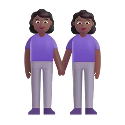 Women Holding Hands: Medium-Dark Skin Tone Microsoft 3D Fluent