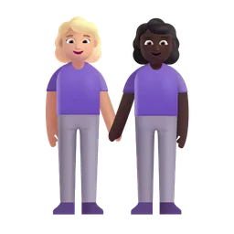 Women Holding Hands: Medium-Light Skin Tone, Dark Skin Tone Microsoft 3D Fluent