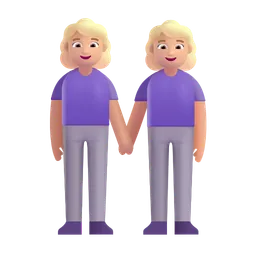 Women Holding Hands: Medium-Light Skin Tone Microsoft 3D Fluent