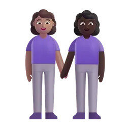 Women Holding Hands: Medium Skin Tone, Dark Skin Tone Microsoft 3D Fluent