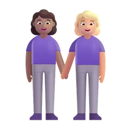Women Holding Hands: Medium Skin Tone, Medium-Light Skin Tone Microsoft 3D Fluent