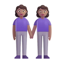 Women Holding Hands: Medium Skin Tone Microsoft 3D Fluent
