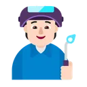 공장 근로자: 밝은 피부 톤