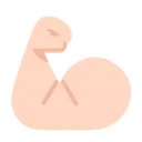 구부러진 이두근: 밝은 피부 톤