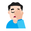 남자 얼굴 손바닥: 밝은 피부 톤