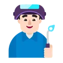 남자 공장 근로자: 밝은 피부 톤