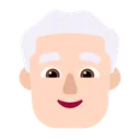 남자: 밝은 피부 톤, 흰 머리