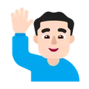 손을 들어 올리는 남자: 밝은 피부 톤
