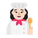 여성 요리사: 밝은 피부 톤