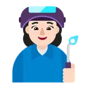 여성 공장 근로자: 밝은 피부 톤