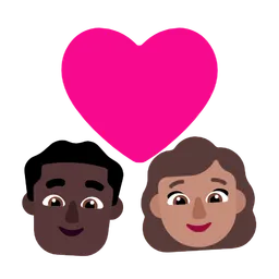 Couple With Heart - Man: Dark Skin Tone, Woman: Medium Skin Tone — Microsoft