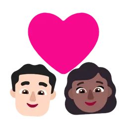 Couple With Heart - Man: Light Skin Tone, Woman: Medium-Dark Skin Tone — Microsoft