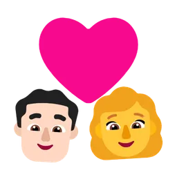 Couple With Heart - Man: Light Skin Tone, Woman: No Skin Tone — Microsoft