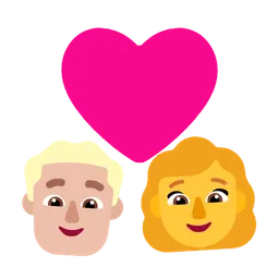 Couple With Heart - Man: Medium-Light Skin Tone, Woman: No Skin Tone — Microsoft