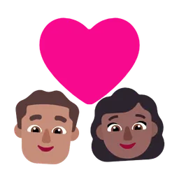 Couple With Heart - Man: Medium Skin Tone, Woman: Medium-Dark Skin Tone — Microsoft