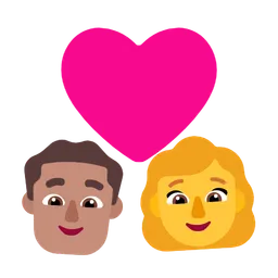 Couple With Heart - Man: Medium Skin Tone, Woman: No Skin Tone — Microsoft