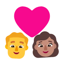 Couple With Heart - Man: No Skin Tone, Woman: Medium Skin Tone — Microsoft