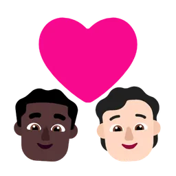 Couple With Heart: Man, Person, Dark Skin Tone, Light Skin Tone — Microsoft