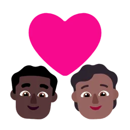Couple With Heart: Man, Person, Dark Skin Tone, Medium-Dark Skin Tone — Microsoft