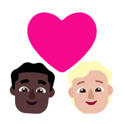 Couple With Heart: Man, Person, Dark Skin Tone, Medium-Light Skin Tone — Microsoft