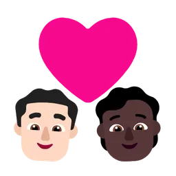 Couple With Heart: Man, Person, Light Skin Tone, Dark Skin Tone — Microsoft