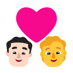 Couple With Heart: Man, Person, Light Skin Tone, No Skin Tone — Microsoft