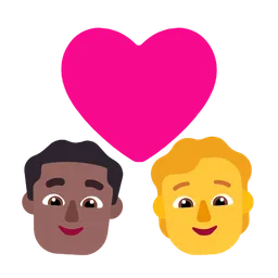 Couple With Heart: Man, Person, Medium-Dark Skin Tone, No Skin Tone — Microsoft