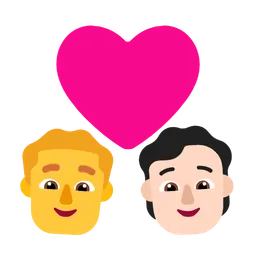 Couple With Heart: Man, Person, No Skin Tone, Light Skin Tone — Microsoft
