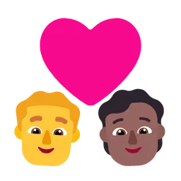 Couple With Heart: Man, Person, No Skin Tone, Medium-Dark Skin Tone — Microsoft