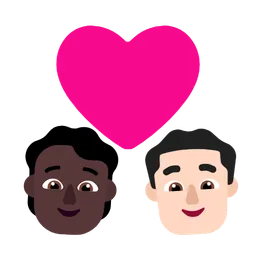 Couple With Heart: Person, Man, Dark Skin Tone, Light Skin Tone — Microsoft