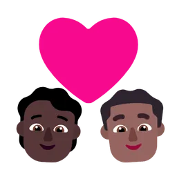 Couple With Heart: Person, Man, Dark Skin Tone, Medium-Dark Skin Tone — Microsoft