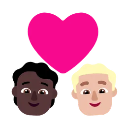 Couple With Heart: Person, Man, Dark Skin Tone, Medium-Light Skin Tone — Microsoft